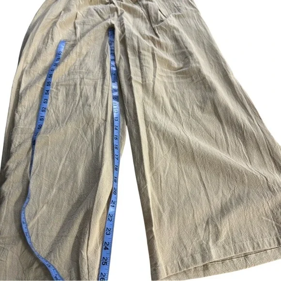 Ribbon Chix Boutique Enjoy The Sun Khaki Pants Smocked Waist Wide Leg NWT Large - Picture 3 of 7